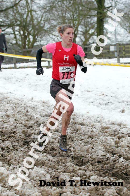 Hatti Archer (Hallamshire Harriers) on her way to winning the senior womens Northern Cross Country Championships.